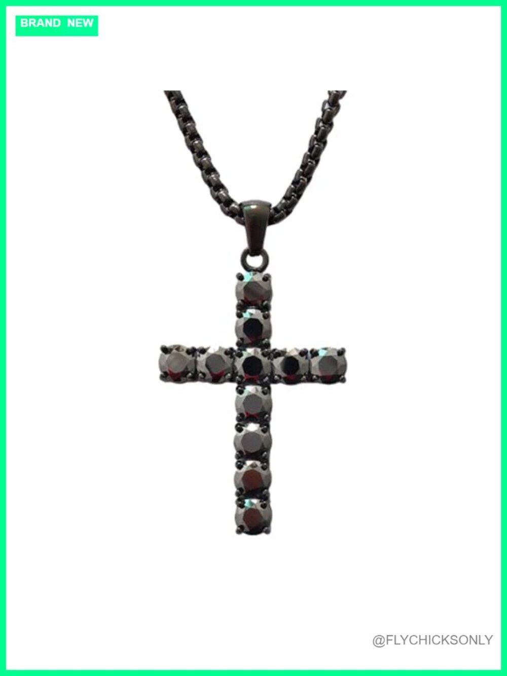 Moissanite Cross Necklace 316L Stainless Steel Box Chain Christian Pendant Gift
